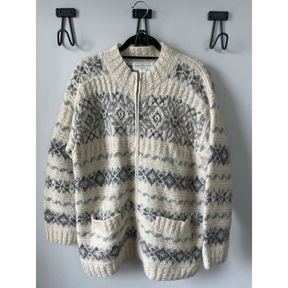 Jones New York Sweaters - Jones New York Women's Hand Knit Full Zip Cardigan Long Sleeve Cream Size L NWT